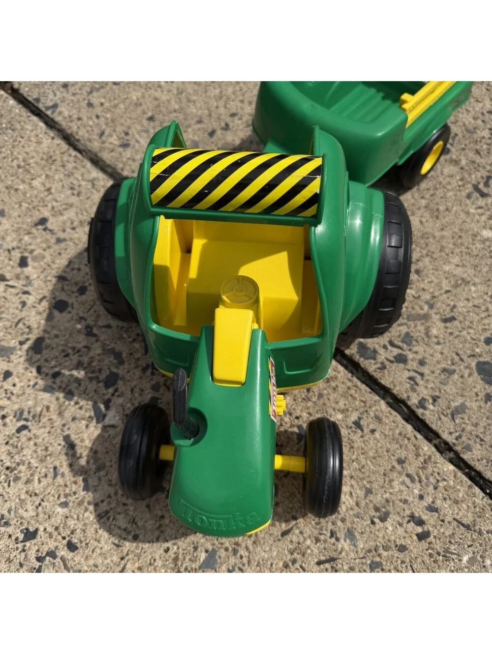 Vintage 1990s Tonka Tractor Trailer Wagon Cart With Gate Plastic Green Yellow